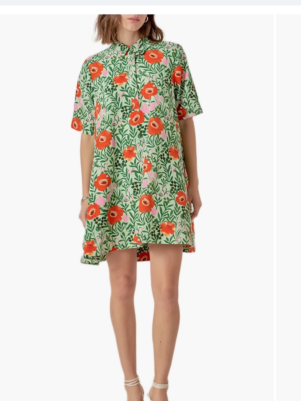 English Factory Green Short-Sleeve Dress with Floral Print - Picture 9 of 9